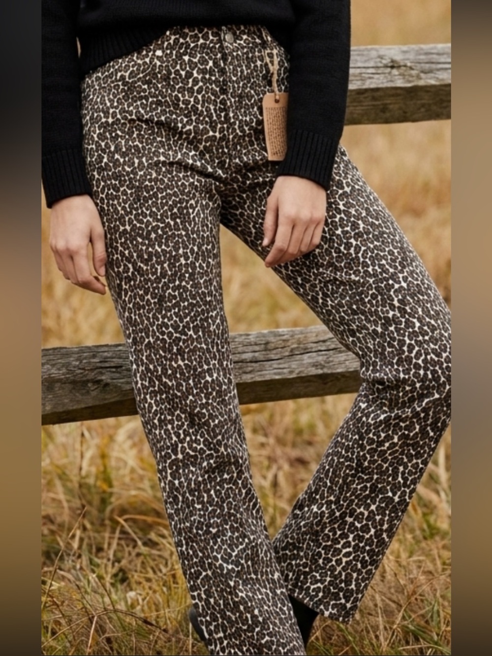 Current/Elliot mid rise relaxed jeans leopard print boyfriend crop jean NWT 3